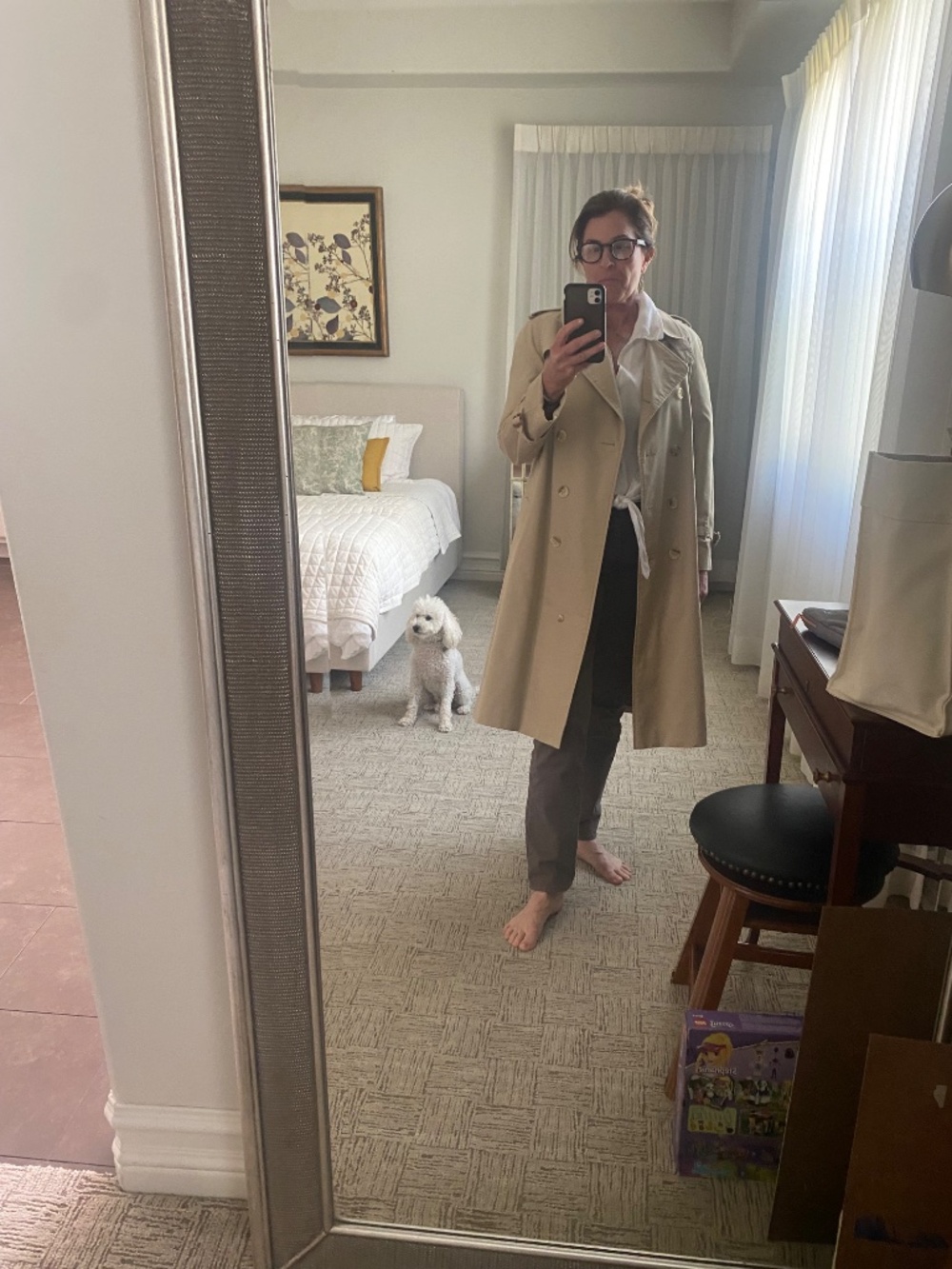 Vintage Burberry Trench Coat Women 10 Long; Beige Belted Lined Burberrys - Picture 14 of 16